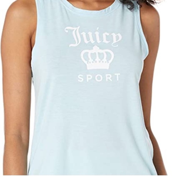 (A55) Juicy Couture Sport Sleeveless logo tank, Crystal blue, Size XL, NWT - Picture 2 of 11